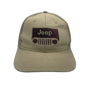 Jeep Embroidered Beige Brown Trucker Snapback Hat